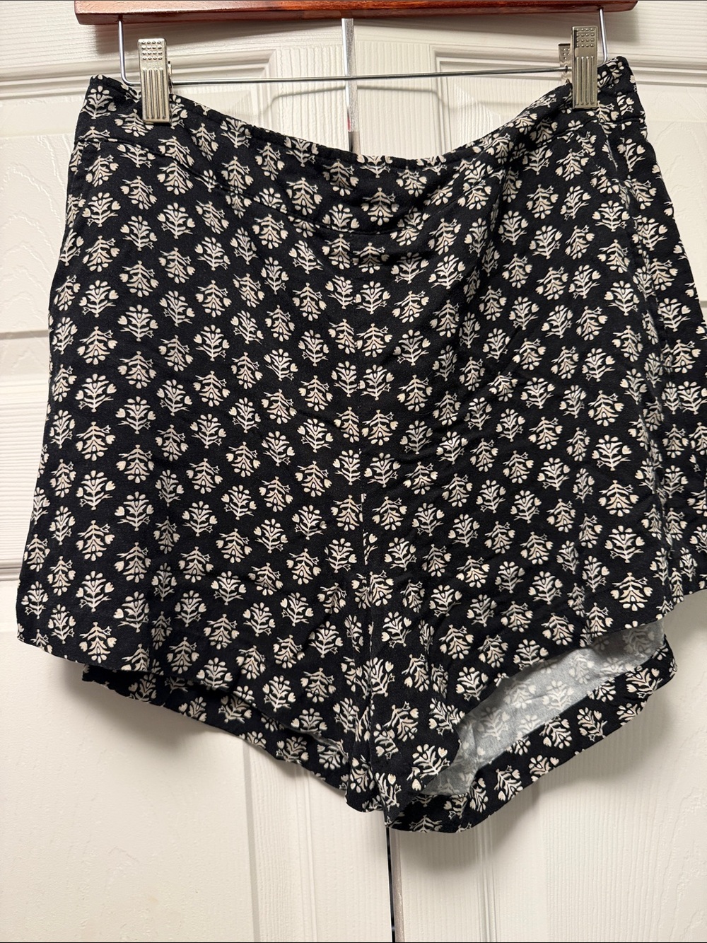 Old Navy Black Skort-Style Shorts with White Floral Print